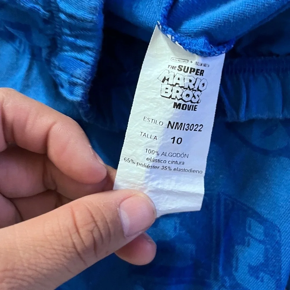 Kids‎ Super Mario Bros Movie Blue Pajama Sleep Shorts Size 10